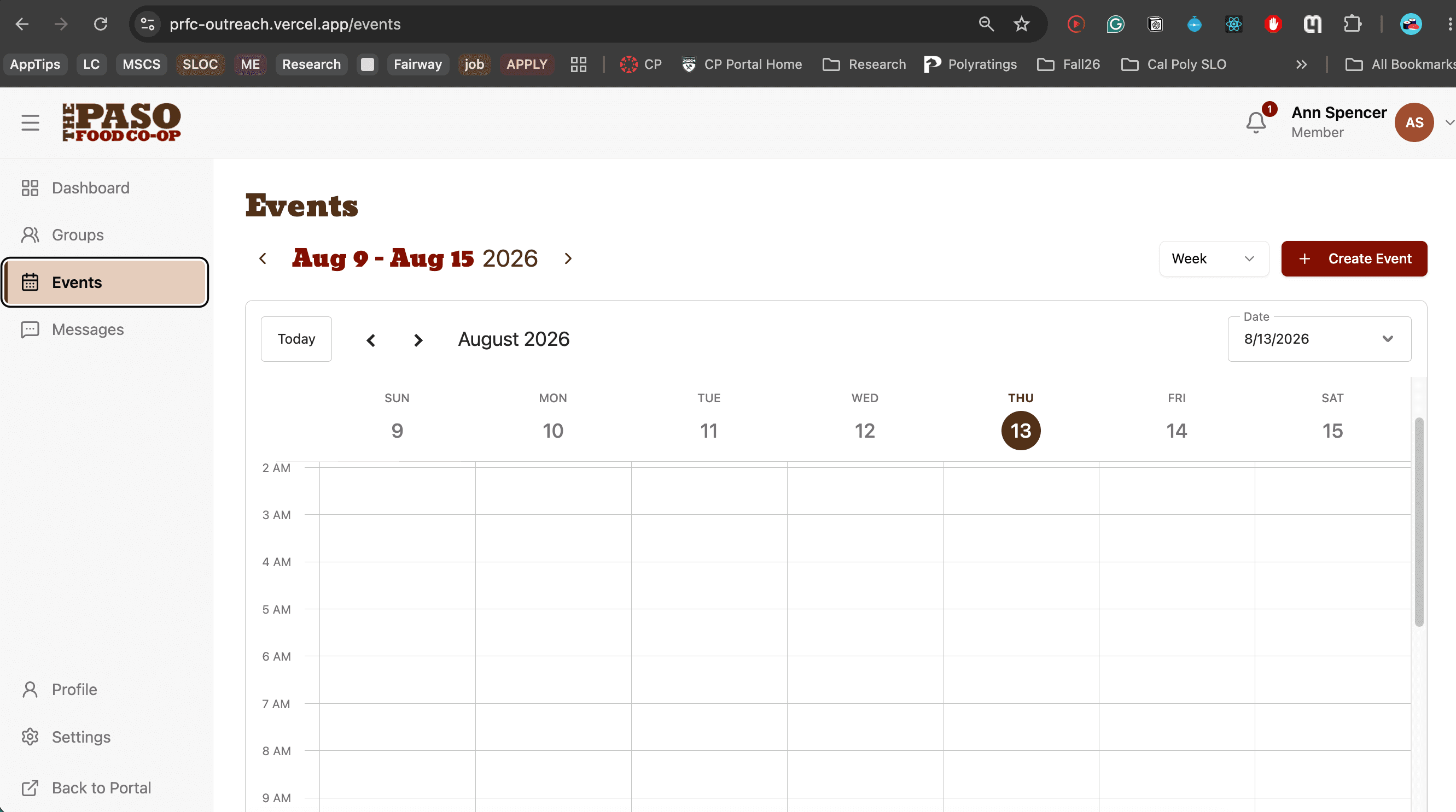 PRFC Connect event calendar