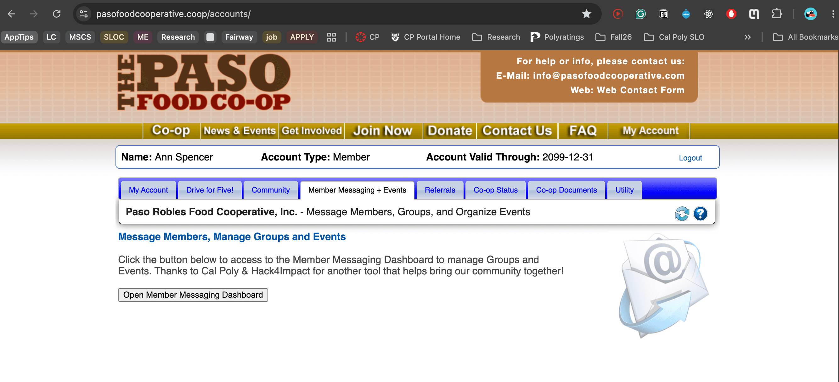 Paso Food Co-op portal integration