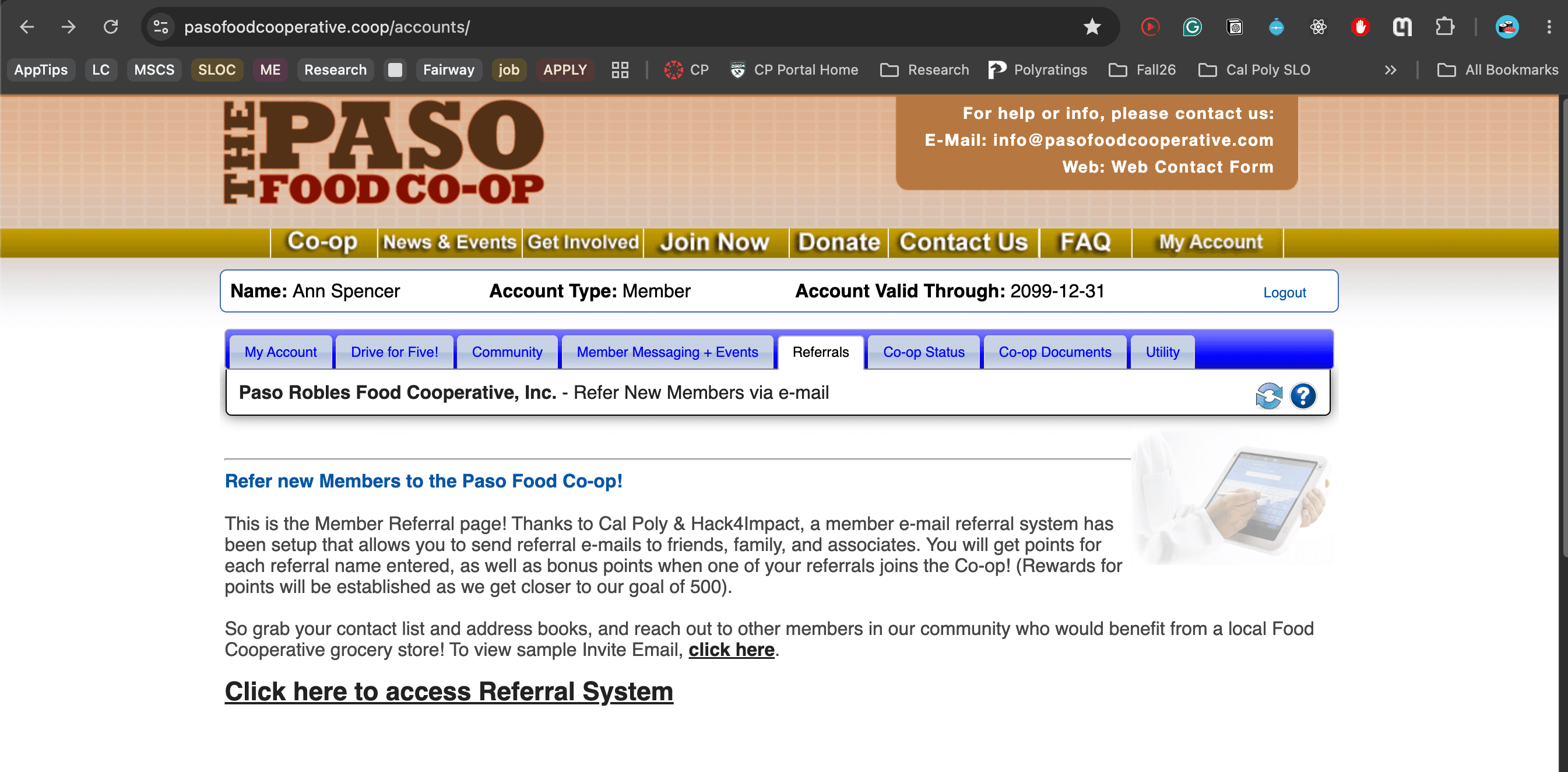 Co-op portal referral entry point