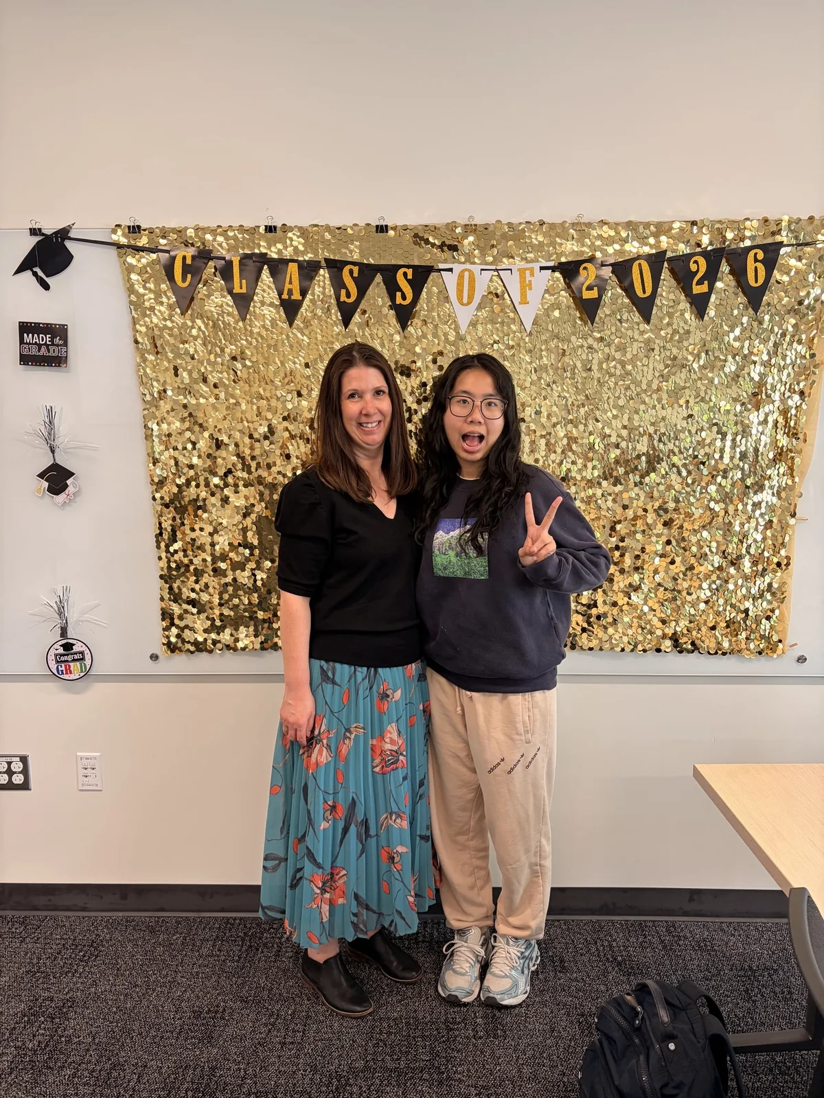 Sue with a coworker at the Cal Poly International Center